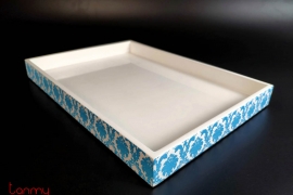 Rectangular lacquer tray with printed small pattern 22*15*H2.5cm